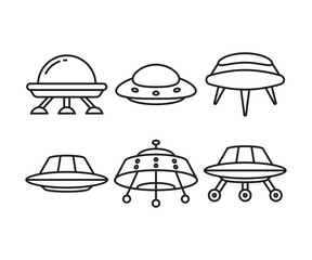 ufo icons set line illustration