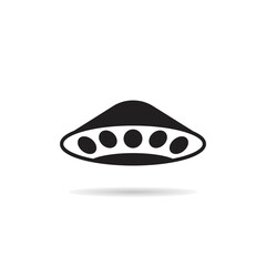 flying saucer icon on white background