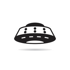 flying saucer icon on white background