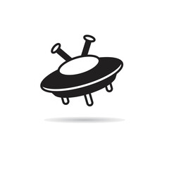 flying saucer icon on white background
