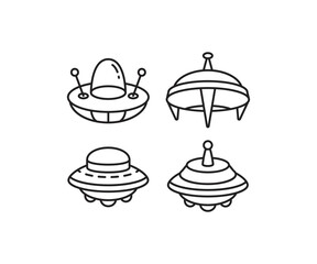 ufo icons set line illustration