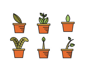 Fototapeta premium houseplant icons set vector illustration