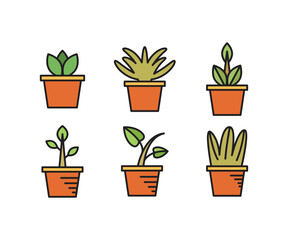 houseplant icons set vector illustration
