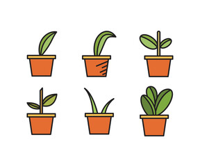 Obraz premium houseplant icons set vector illustration