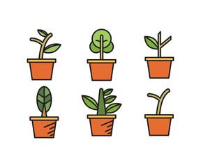 houseplant icons set vector illustration