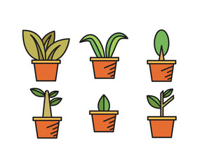 houseplant icons set vector illustration