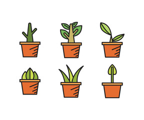 houseplant icons set vector illustration
