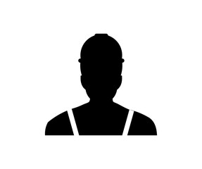 Industrial worker in safety equipment logo design. Engineer, Safety Uniform and Hard Hat vector design and illustration.	
