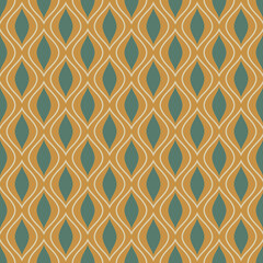 70 s seamless pattern. Retro flower geometric seamless background in seventies style. Groovy scrapbook paper. Yellow, green, beige colors vector pattern