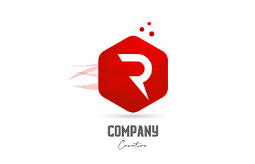 R red hexagon letter alphabet logo icon design. Creative template for business and company