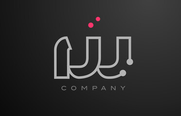 grey W alphabet letter logo icon design with pink dot. Creative template for business and company