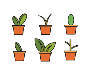 tree in plant pot icons set vector illustration