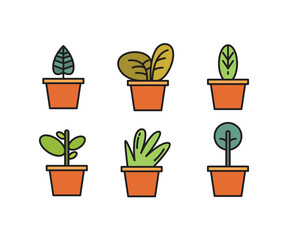 Fototapeta premium tree in plant pot icons set vector illustration