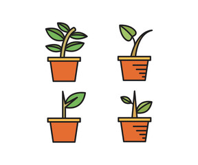 Fototapeta na wymiar tree in plant pot icons set vector illustration