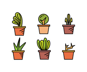 plant pot icons set vector illustration