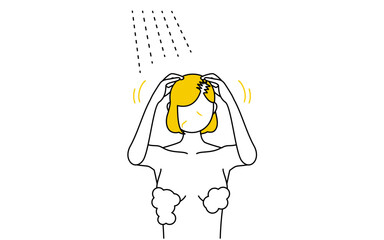 女性のAGA・薄毛、シャンプー中に抜け毛予防マッサージする女性