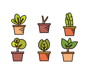 plant pot icons set vector illustration