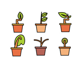 plant pot icons set vector illustration
