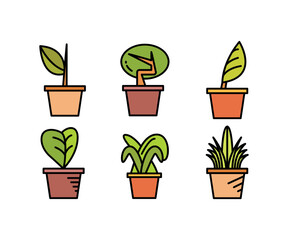 plant pot icons set vector illustration