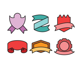 award ribbon banner and label set vector illustration