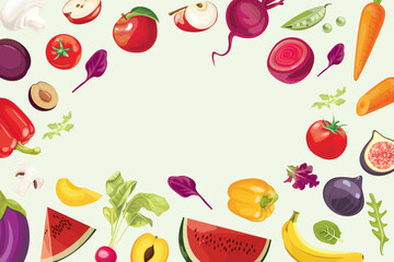 Organic food. Frame with fresh vegetables. Healthy and beneficial product. Gardening or farming concept. Design for flyer template, logo, print, packaging, card. Flat vector illustration