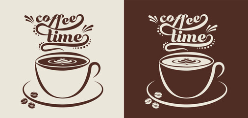 Coffee time. Vector Design. Cup of coffee.