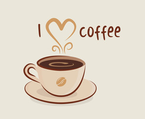 I love coffee. Vector Design. Cup of coffee.
