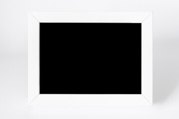 white photo frame with black background mockup template