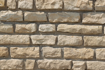 Natural white stone wall, built
