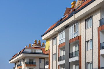 Residential area with modern architecture of the southern city.