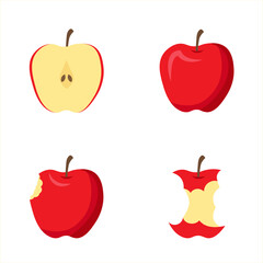 set of red apples isolated