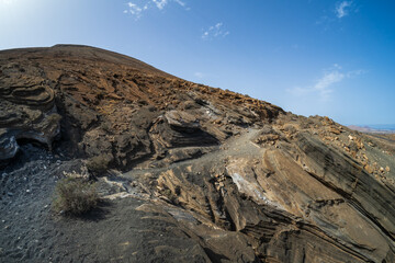 Typical volcanic landscape. Lanzarote, Canary Islands. Spain.