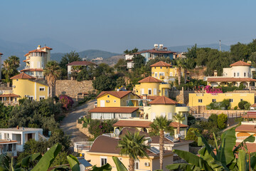 View of the cottage village in the suburbs of Alanya.