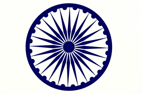 indian national emblem ashok chakra or ashok wheel isolated on white background