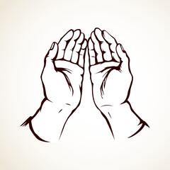 Praying hands. Vector drawing