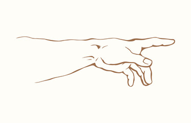 To point with finger. Vector drawing