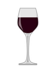 A glass of red wine flat illustration
