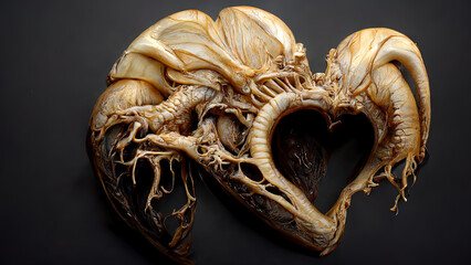 Naklejka premium Spooky abstract hearts. Halloween. Hi tech. AI.