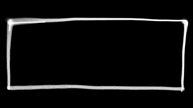 Animation of a simple doodle frame on a black screen. Rectangle for adding text, clips, ads, photos. 4k stock video with dynamic frame with texture. 