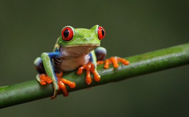 A red-eyed tree frog in Costa Rica - obrazy, fototapety, plakaty