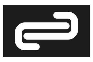 Vector logo. Abstraction. Sign on a black background. Art design. Figure. Symbol and letter L. Number 7. Vector drawing. Logo. Graphic element. Design. Illustration.