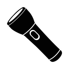 Led flashlight torch lamp icon | Black Vector illustration |