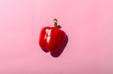 red sweet pepper pattern on pink background pop art design