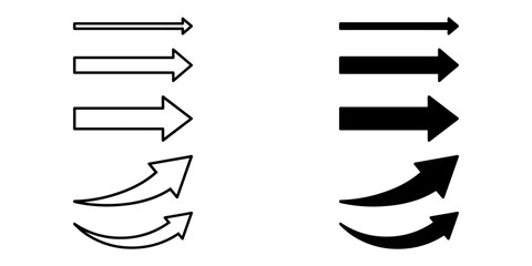ofvs110 OutlineFilledVectorSign ofvs - arrow vector icon . isolated transparent . arrow set sign . right direction . black outline and filled version . AI 10 / EPS 10 . g11423