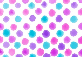 Watercolor circle polka dots background for wrapping paper and fabrics and kids notebooks and accessories