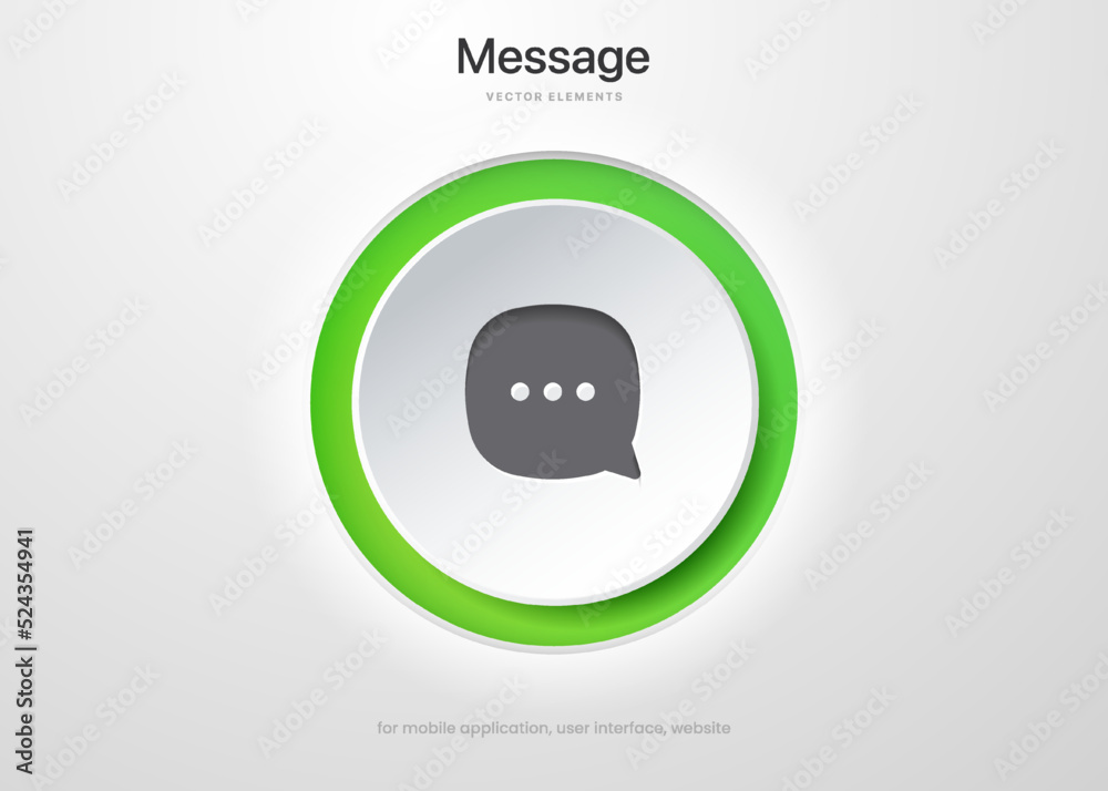 Poster 3d isolated vector elements. Minimal modern message, chat, speak, dialog, chatting icon emblem symbol. 3d blue messaging chatting icon. Mobile app icons. Device UI UX mockup. Chat push button