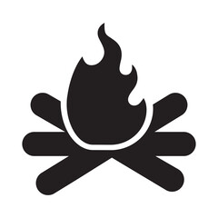 Camping equipment bonfire flame icon | Black Vector illustration |