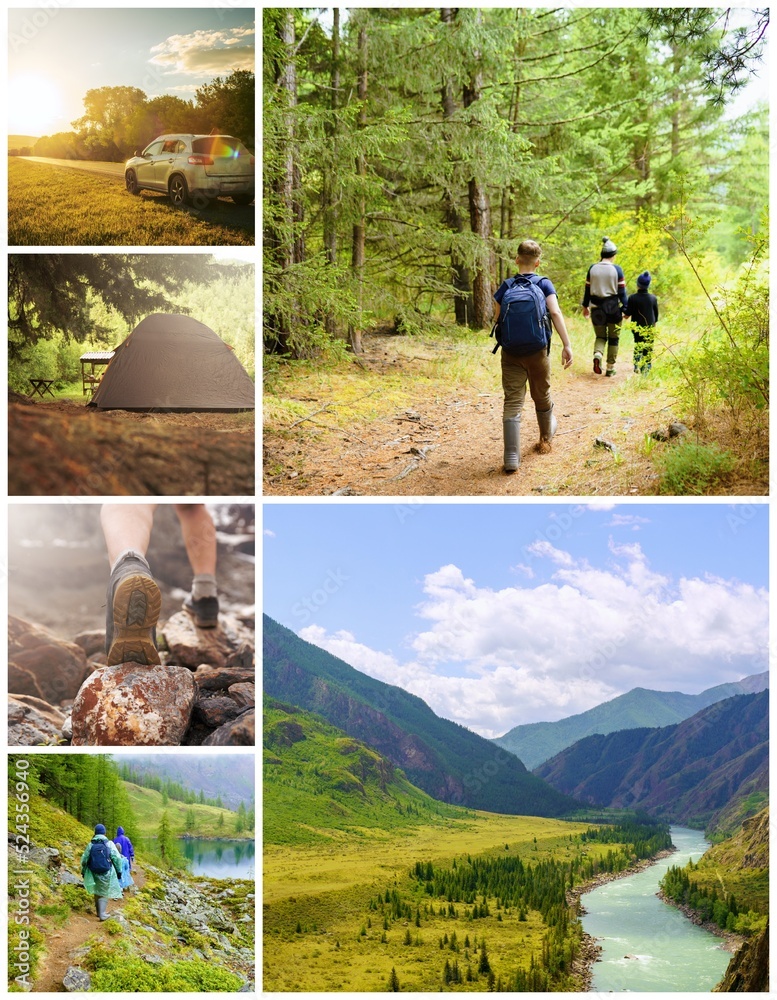 Canvas Prints collage of a hiker in the nature