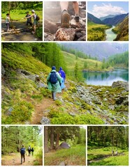 collage of hiking in the mountains