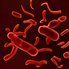 Fototapeta premium Microscopic view of bacteria. 3d illustration